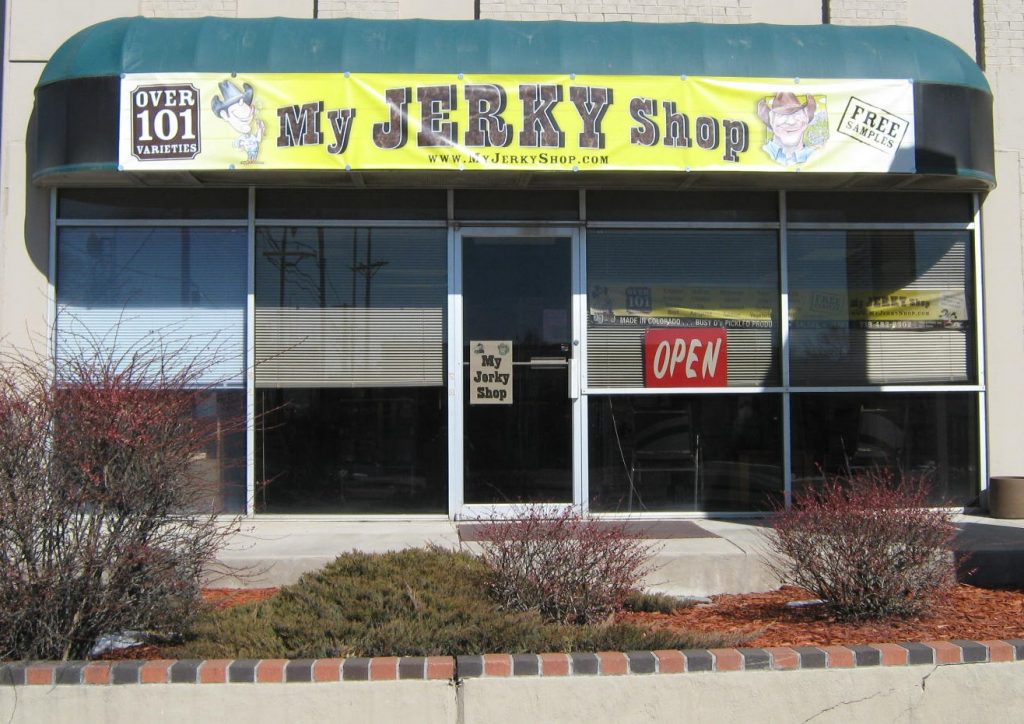 My Jerky Shop storefornt with sign.