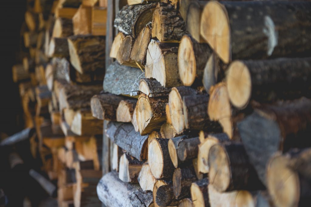 Stack of firewood for smoking meats. 